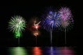 Colorful Fireworks over Lake Royalty Free Stock Photo