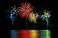 Colorful Fireworks over Lake Royalty Free Stock Photo