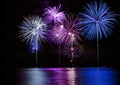 Colorful Fireworks over Lake Royalty Free Stock Photo