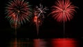 Colorful Fireworks over Lake Royalty Free Stock Photo