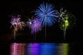 Colorful Fireworks over Lake Royalty Free Stock Photo