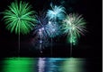 Colorful Fireworks over Lake