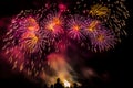 Colorful fireworks over night sky