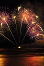Colorful fireworks over sea Royalty Free Stock Photo