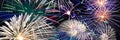 Colorful fireworks panoramic background