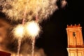 Colorful Fireworks in pyromusical show in Elche