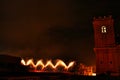 Colorful Fireworks in pyromusical show in Elche Royalty Free Stock Photo