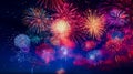 Colorful fireworks rumble into the night. Generative AI