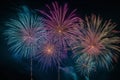 Colorful fireworks soaring over a black background. Can be used as abstract background or wallpaper Royalty Free Stock Photo