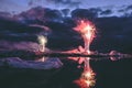 Annual Every year Firework show in the Glacier lagoon Iceland Royalty Free Stock Photo