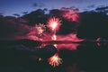 Annual Every year Firework show in the Glacier lagoon Iceland Royalty Free Stock Photo