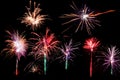 Colorful fireworks of various colors over night sky