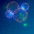 Colorful fireworks vector on dark blue background Royalty Free Stock Photo