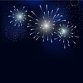 Colorful fireworks vector on dark blue background Royalty Free Stock Photo