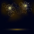 Colorful fireworks vector on dark blue background Royalty Free Stock Photo