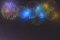 Colorful fireworks vector on dark blue background Royalty Free Stock Photo