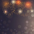 Colorful fireworks vector on dark blue background Royalty Free Stock Photo