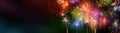 Colorful fireworks with wide dark copy space Royalty Free Stock Photo