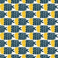 Colorful fish cartoon seamless vector pattern