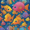 Colorful Fish Collage Wallpaper Royalty Free Stock Photo