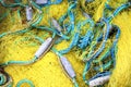 Colorful Fish nets, a fabric with an open mesh resembling a fishing net Royalty Free Stock Photo