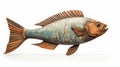 Colorful Fish Sculpture: Realistic Phoenician Art Inspired Metal And Woodcarving Royalty Free Stock Photo