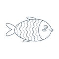 Colorful fish, sea animal. An inhabitant of the sea world, a cute underwater creature. Line art