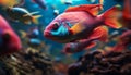 Colorful fish swimming in a vibrant underwater reef generated by AI Royalty Free Stock Photo