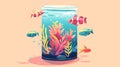 A colorful fish tank illustration on a solid background Royalty Free Stock Photo