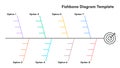 Colorful Fishbone Diagram Template with Eight Branches and Target Icon Royalty Free Stock Photo