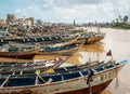 Colorful fisher boats, Saint Louis city, Senegal, West Africa