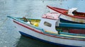 Colorful Fishing Boats Anchored in the Bay Royalty Free Stock Photo