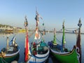 colorful fishing boats anchored in the harbor on Paiton beach Indonesia Royalty Free Stock Photo
