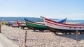 fishing boats on the beach fishing village Nazare.