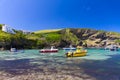 Colorful fishing boats at Port Isaac, Cornwall