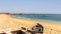 Colorful fishing boats on Sal Rei beach. Boa Vista, Cape Verde Royalty Free Stock Photo