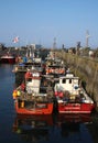 Colorful fishing boats, Seahouses harbour Royalty Free Stock Photo