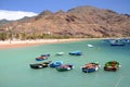 Colorful fishing boats on Teresitas beach on Tenerife