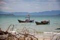 Colorful fishing boats in Vietnam, next to the fishing village Royalty Free Stock Photo