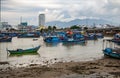 Colorful fishing boats in Vietnam, next to the fishing village Royalty Free Stock Photo