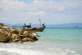 Colorful fishing boats in Vietnam, next to the fishing village Royalty Free Stock Photo