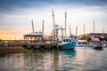 Colorful fishing pier and boats, Charleston South Carolina