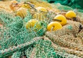 Colorful fishing ropes and floats Royalty Free Stock Photo