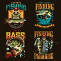 Colorful fishing vintage prints Royalty Free Stock Photo