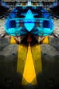 Colorful fishing wooden boat moored on the beach - abstract Royalty Free Stock Photo