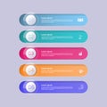 Colorful five options infographic with button and business icons