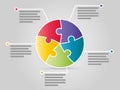 Colorful five sided circle puzzle presentation infographic template Royalty Free Stock Photo