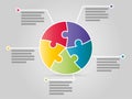 Colorful five sided circle puzzle presentation infographic template