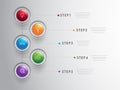 Colorful five step timeline infographic template.