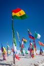 Colorful Flags From All Over the World at Uyuni Salt Flats, Bolivia South America